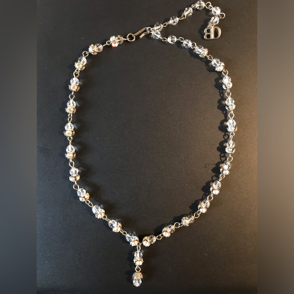 Bd Signed Necklace With Rhinestones